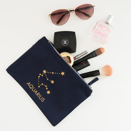 Gold 'Inhale/Exhale' Pom Pom Make Up Bag