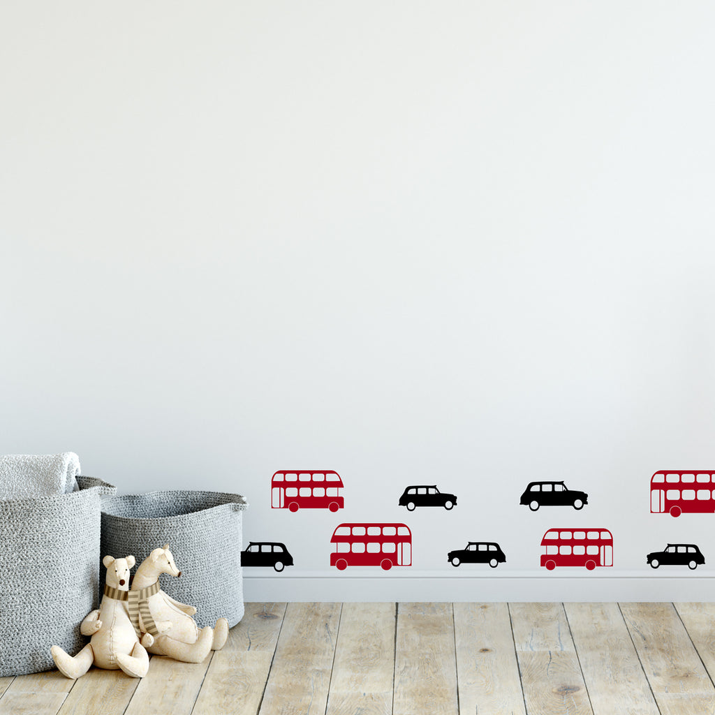 Mini London Buses And Cab Wall Stickers