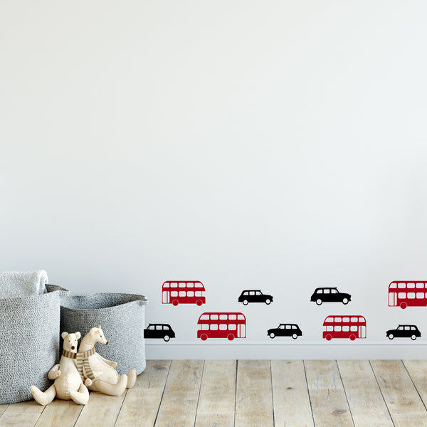 Mini London Buses And Cab Wall Stickers