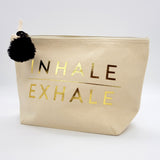 Gold 'Inhale/Exhale' Pom Pom Make Up Bag