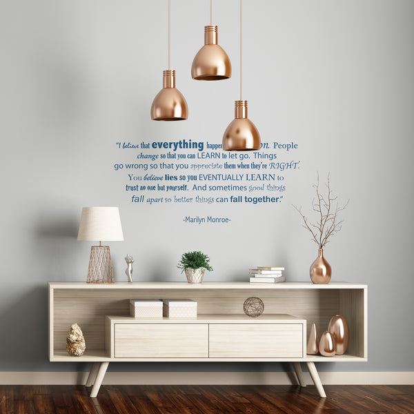'I Believe Everything Happens For A Reason' Quote Wall Sticker