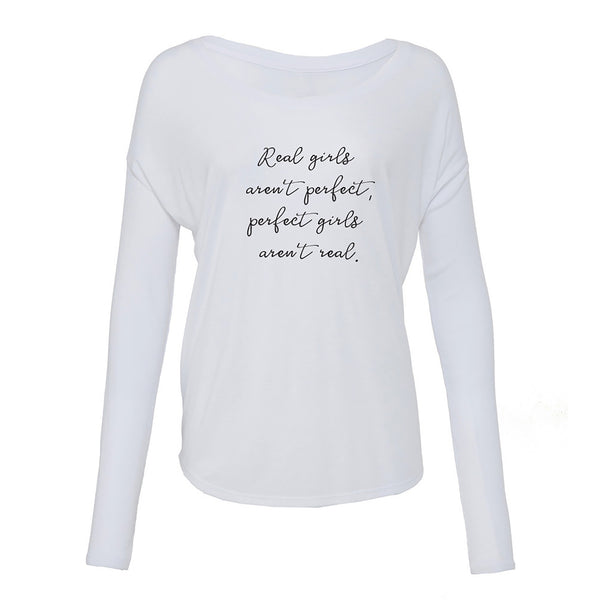 'Real Girls...' Long Sleeve Flowy Tee