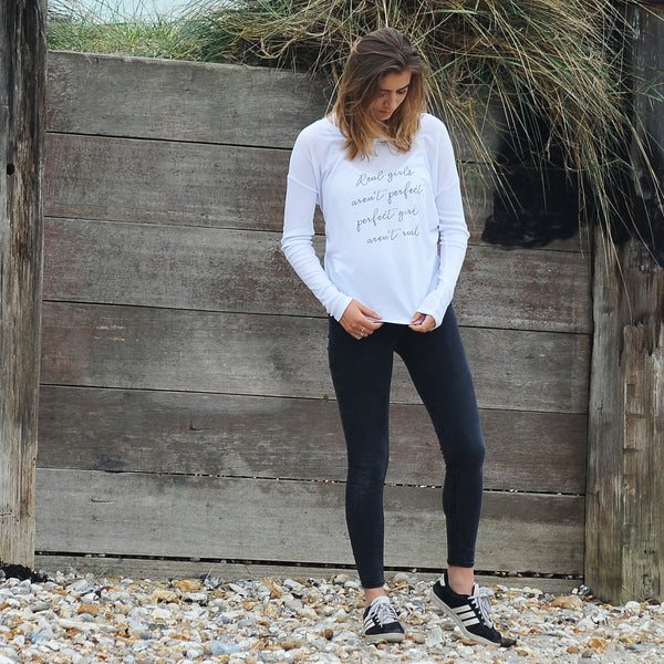 'Real Girls...' Long Sleeve Flowy Tee