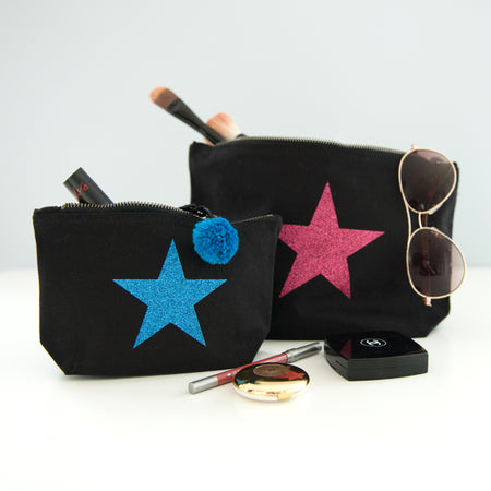 Gold 'Inhale/Exhale' Pom Pom Make Up Bag