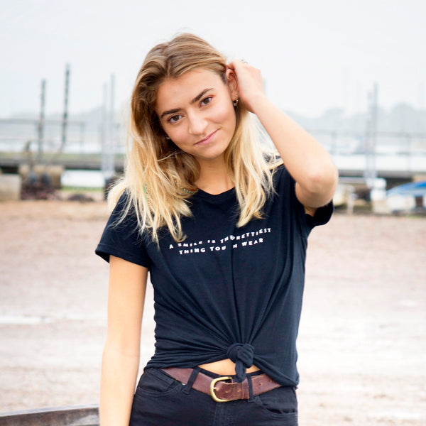 'A Smile is the Prettiest Thing you can Wear' Short Sleeve fitted Tee