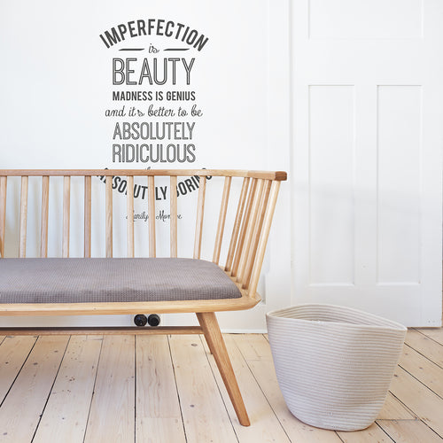 'Imperfection' Marilyn Monroe Quote Wall Sticker
