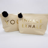 Gold 'Inhale/Exhale' Pom Pom Make Up Bag